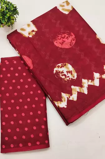 Pure cotton fancy bagru print sarees with blouse pice*