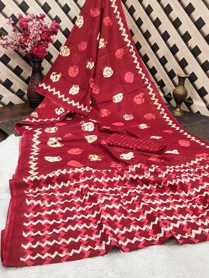Pure cotton fancy bagru print sarees with blouse pice* 5