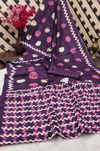 Pure cotton fancy bagru print sarees with blouse pice*