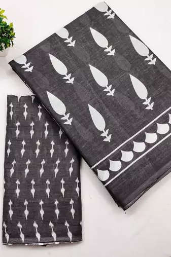 Pure cotton fancy bagru print sarees with blouse pice*