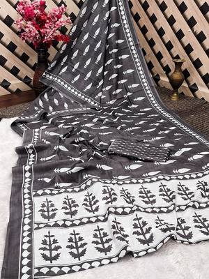 Pure cotton fancy bagru print sarees with blouse pice* 5