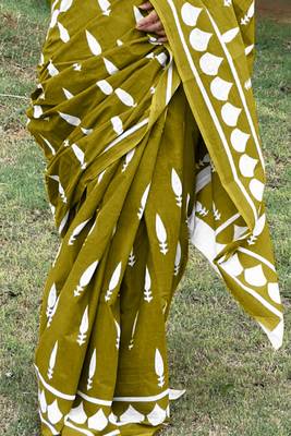 Pure cotton fancy bagru print sarees with blouse pice* 3
