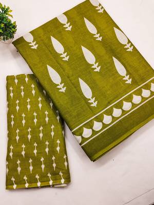 Pure cotton fancy bagru print sarees with blouse pice* 4