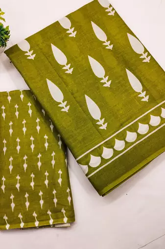 Pure cotton fancy bagru print sarees with blouse pice*