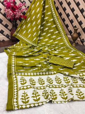 Pure cotton fancy bagru print sarees with blouse pice* 5