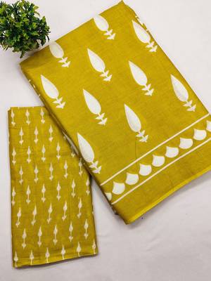 Pure cotton fancy bagru print sarees with blouse pice* 4