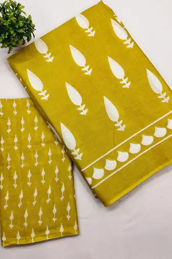 Pure cotton fancy bagru print sarees with blouse pice*