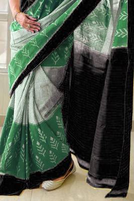 Pure cotton fancy ikkat print sarees with blouse pice* 3