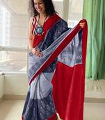 Pure cotton fancy ikkat print sarees with blouse pice*