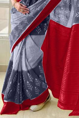 Pure cotton fancy ikkat print sarees with blouse pice* 3