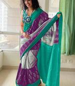 Pure cotton fancy ikkat print sarees with blouse pice*
