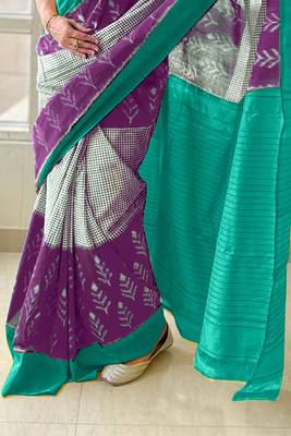 Pure cotton fancy ikkat print sarees with blouse pice* 3