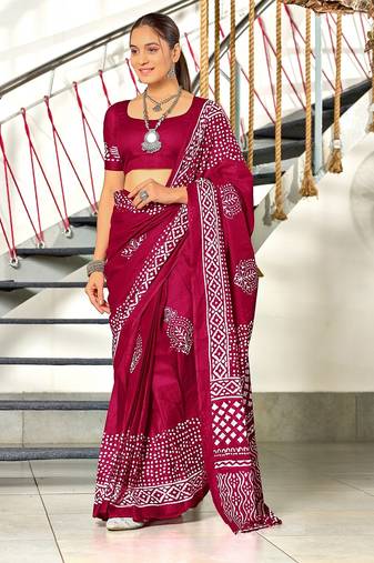 Hand batik block print sarees with blouse pice*