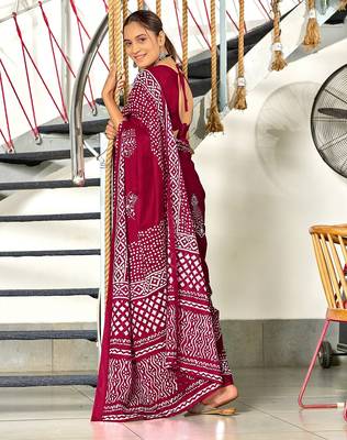 Hand batik block print sarees with blouse pice* 4