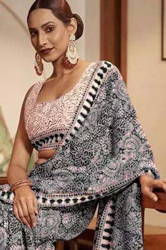 Ajrakh fancy hand block mulmul cotton sarees