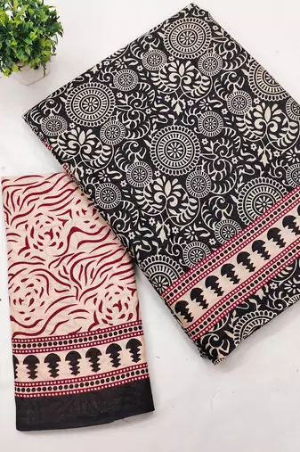 Ajrakh fancy hand block mulmul cotton sarees