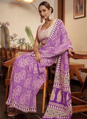 Ajrakh fancy hand block mulmul cotton sarees 1
