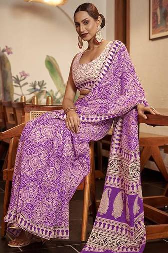 Ajrakh fancy hand block mulmul cotton sarees