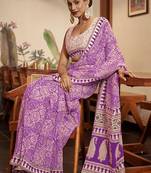 Ajrakh fancy hand block mulmul cotton sarees