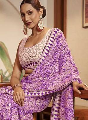 Ajrakh fancy hand block mulmul cotton sarees 2