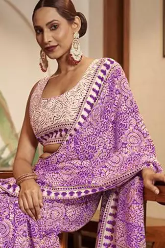 Ajrakh fancy hand block mulmul cotton sarees