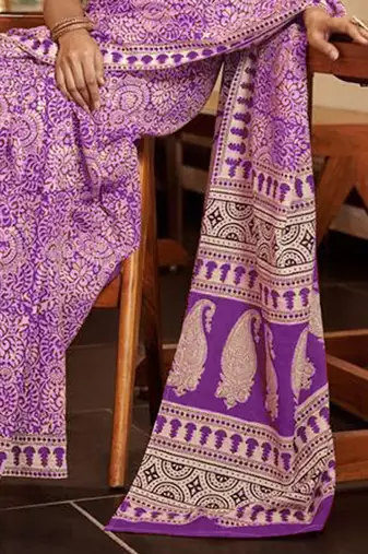 Ajrakh fancy hand block mulmul cotton sarees