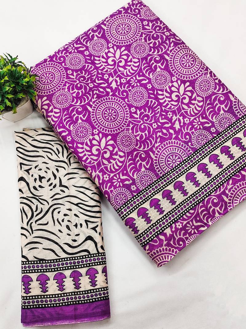 Ajrakh fancy hand block mulmul cotton sarees