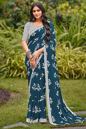 Pure cotton bagru print sarees with blouse pice