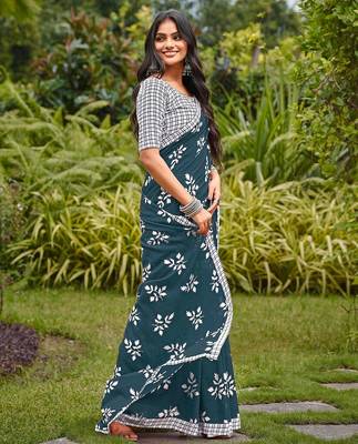 Pure cotton bagru print sarees with blouse pice 3
