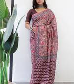 Bagru hand block print pure cotton ajrakh test sarees