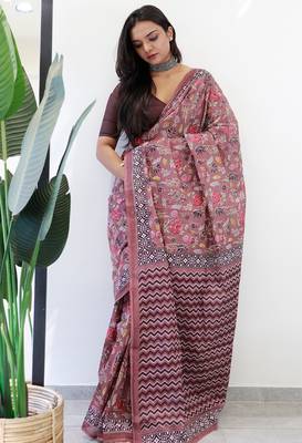 Bagru hand block print pure cotton ajrakh test sarees 3