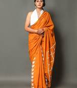 Pure cotton haf-haf hand block print sarees with blouse pice