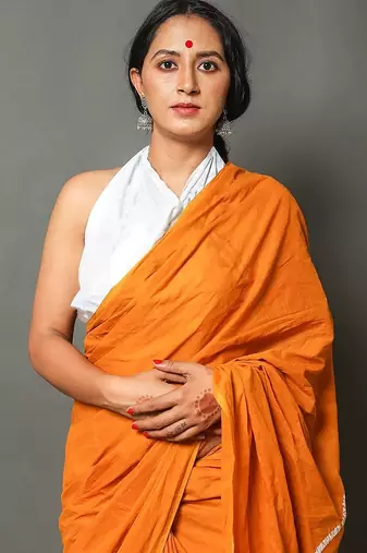 Pure cotton haf-haf hand block print sarees with blouse pice