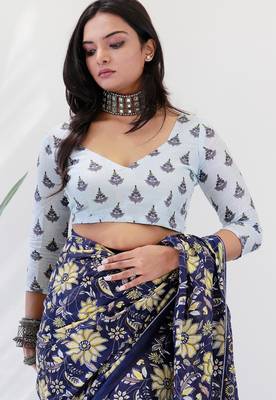 Ajrakh fancy hand block mulmul cotton sarees 4