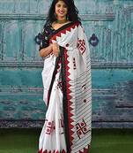 Bagru hand block print pure cotton ajrakh test sarees