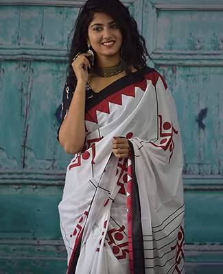 Bagru hand block print pure cotton ajrakh test sarees 2