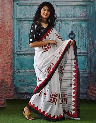 Bagru hand block print pure cotton ajrakh test sarees 3