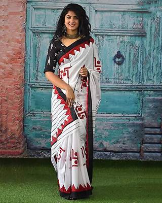 Bagru hand block print pure cotton ajrakh test sarees 4