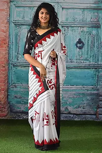 Bagru hand block print pure cotton ajrakh test sarees