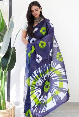 Premium mulmul cotton tiedye printed sarees 1