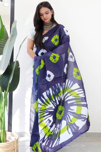 Premium mulmul cotton tiedye printed sarees