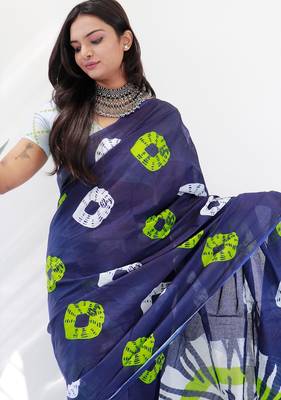 Premium mulmul cotton tiedye printed sarees 2