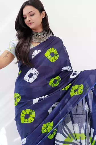 Premium mulmul cotton tiedye printed sarees