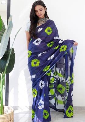 Premium mulmul cotton tiedye printed sarees 3