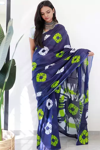 Premium mulmul cotton tiedye printed sarees