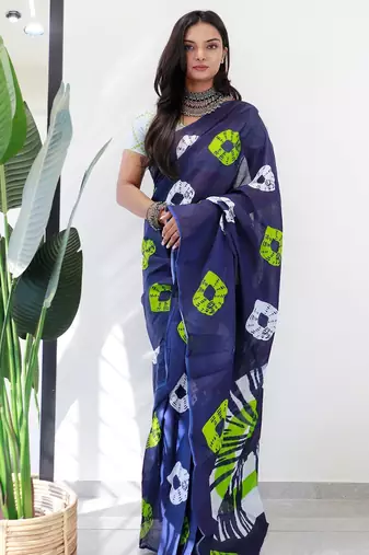 Premium mulmul cotton tiedye printed sarees