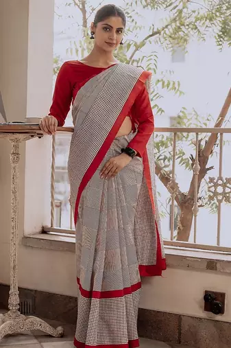 Pure cotton fancy tranding office wear jaipur block print sarees