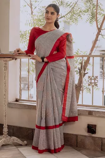Pure cotton fancy tranding office wear jaipur block print sarees