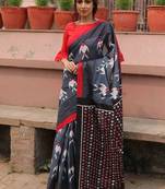 pure cotton fancy ikkat print sarees with blouse