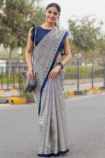 pure cotton fancy jaipuri  print sarees with blouse